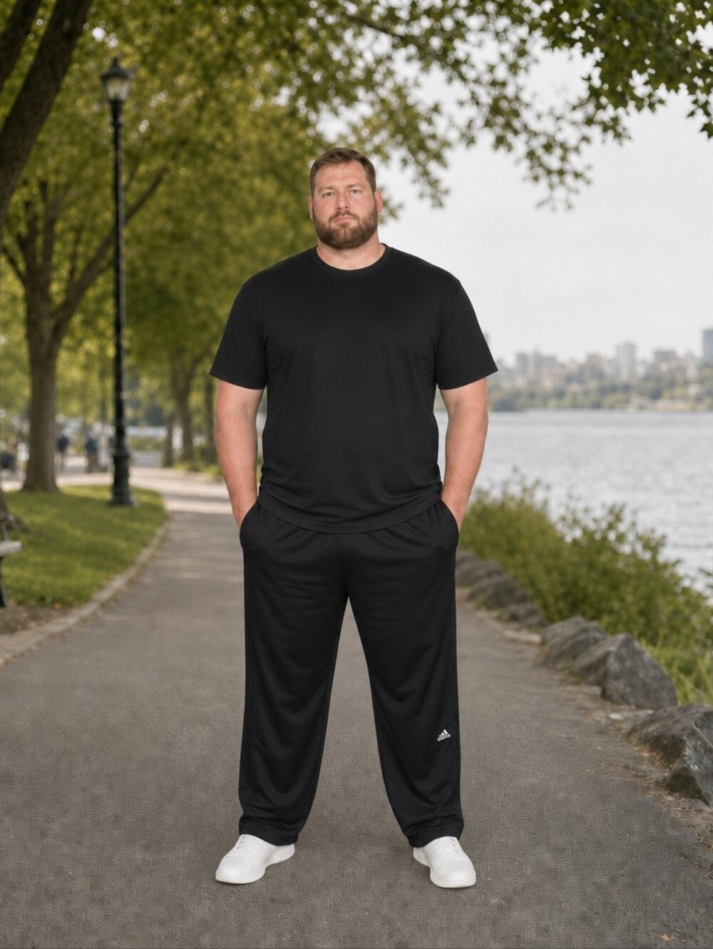 Adidas 2004 Vintage Track Pants — Black Retro 3‑Stripe Sport Joggers